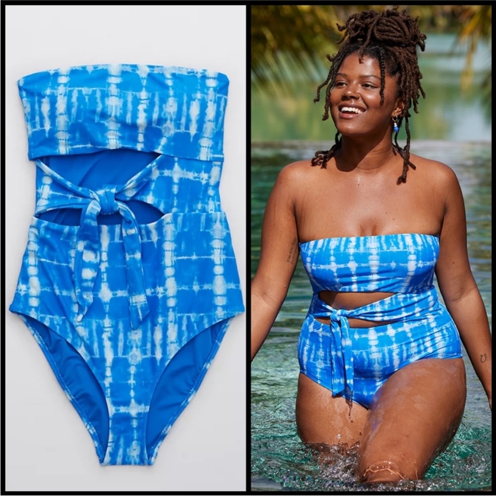 Aerie strapless wrap one piece tie day bathing suit XL